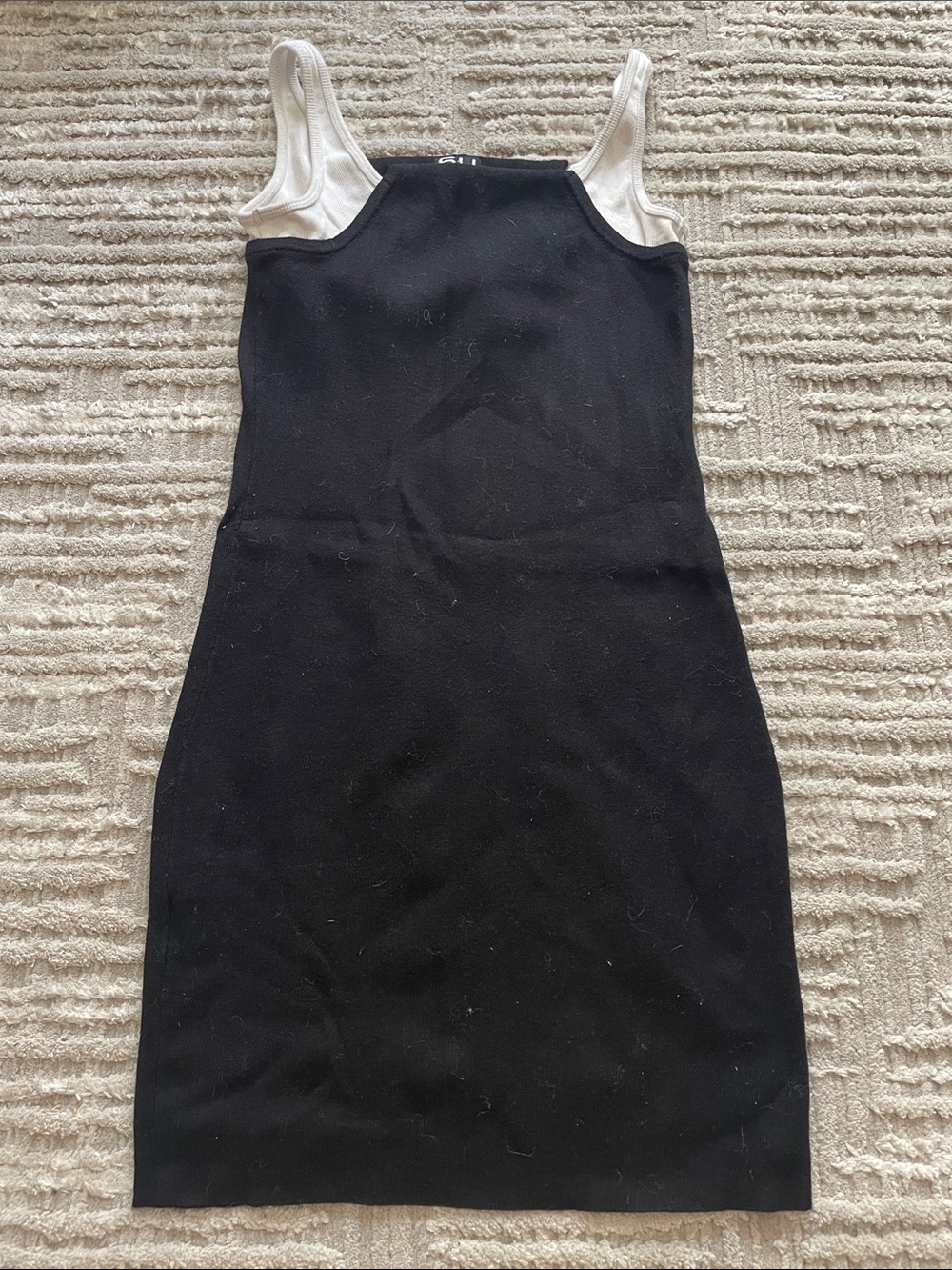 Black & White Sleeveless Layered Knit Dress